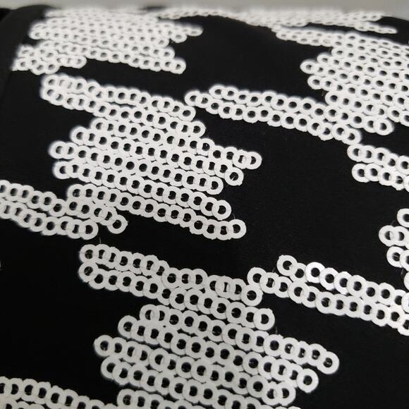 Talbots Black and White Sequin Embellished Houndstooth Short Sleeve Top 4 - Picture 5 of 9